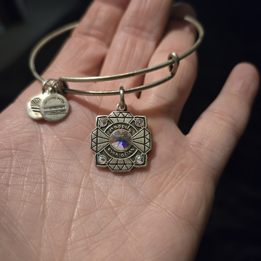 Alex and Ani Gold-Tone 'Happier Ever After' Iridescent Charm Bangle